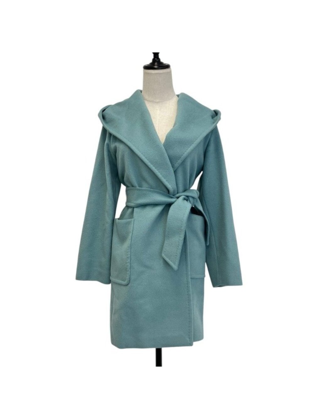 Max Mara Rialto Icon Coat Belted Light Blue Fall Winter 36